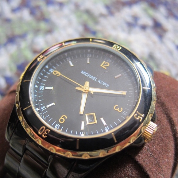 2000’s Michael Kors MK5173 Black & Gold Madison 3 Watch - Picture 1 of 4